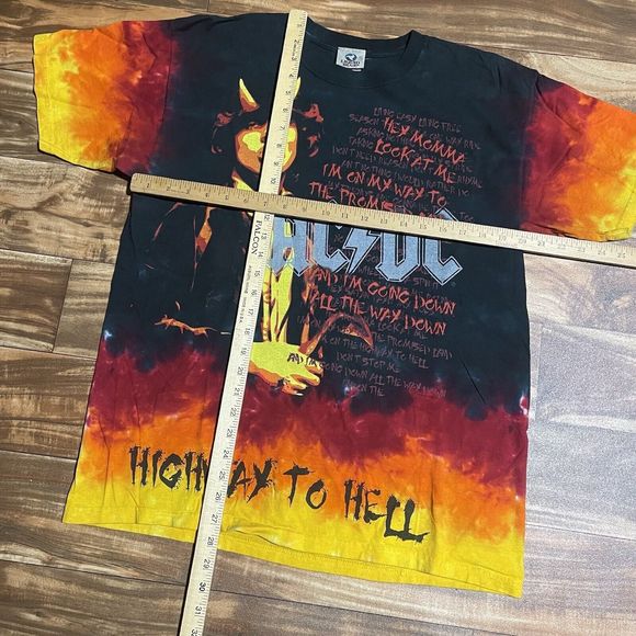Vintage Liquid Blue ACDC Highway To Hell Tie Dye T-Shirt Men’s Size Large RARE - Picture 7 of 11